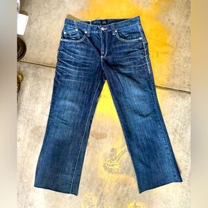 Rock Republic Rebellion 34x32 Denim Jeans Whiskered Thick Stitch Embroidered